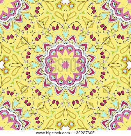 Bright seamless abstract pattern mandala. Vector design template for art.