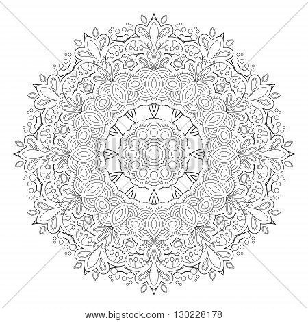 Black and white abstract pattern, mandala. Vector design template for art.