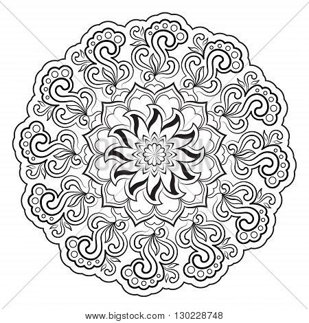Black and white abstract pattern, mandala. Vector design template for art.