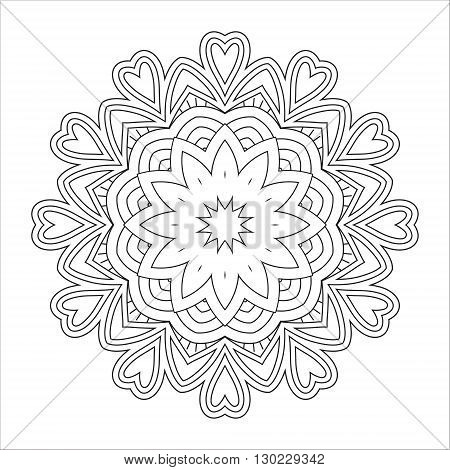 Black and white abstract pattern, mandala. Vector design template for art.