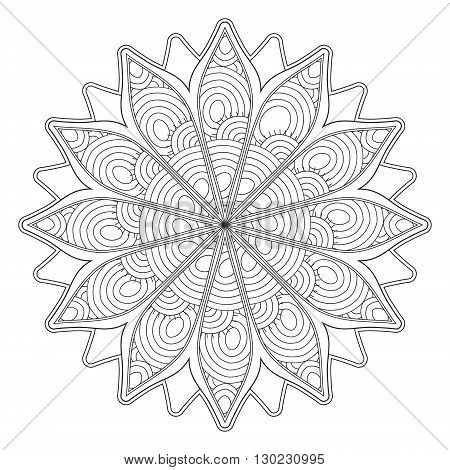 Black and white abstract pattern, mandala. Vector design template for art.