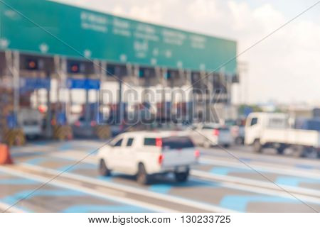 Blurry Of Car In Toll Collecting On The Expressway In Bangkok Thailand