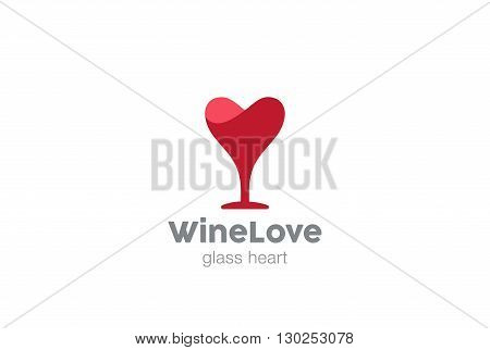 Glass Heart shape abstract Logo design vector template.
Love Wine Logotype concept icon
