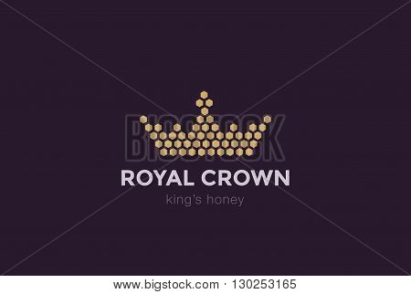 Crown cells Logo vector template Royal King Honey icon