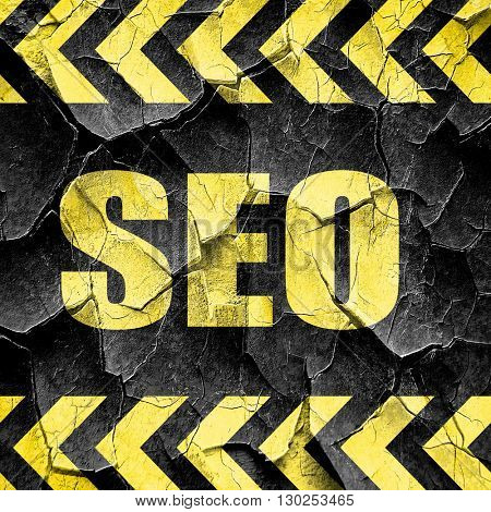 Search engine optimalization, black and yellow rough hazard stri