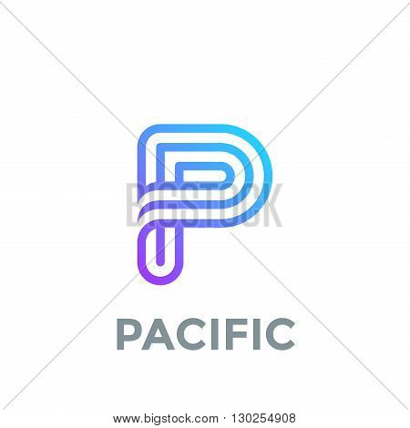 Letter P Logo design vector template. Font Lines Logotype