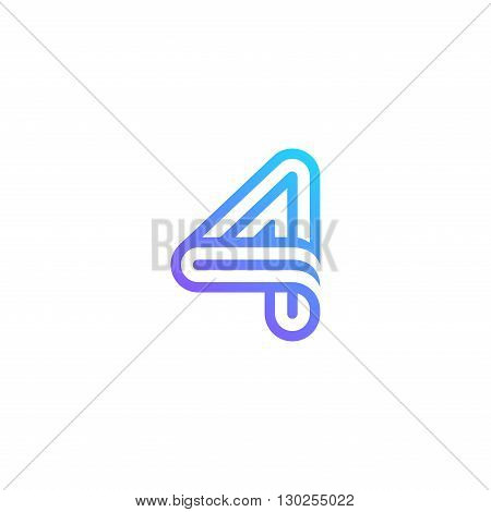 Number 4 Logo design vector template. Font Lines Logotype
