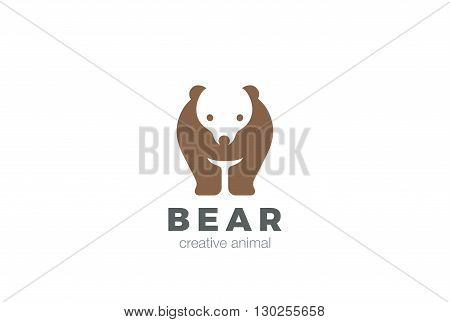 Bear funny silhouette abstract Logo design vector Negative space
