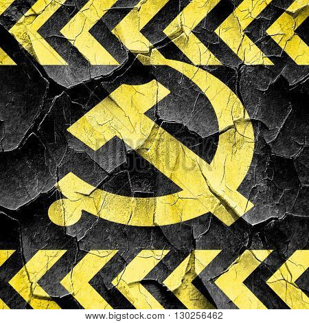 Communist sign with red and yellow colors, black and yellow roug