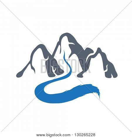 Mountain river, vector logo illustration.