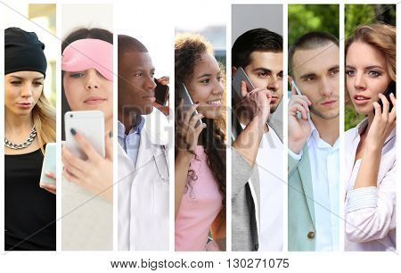 People with smapt phones, mobile technology concept