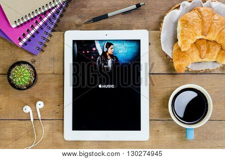 CHIANG MAITHAILAND - FEB 222016 : Screen shot of Apple music application showing on iPad 4. Apple Music is the new iTunes-based music streaming service that arrived on iPad.