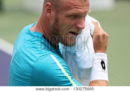 Bangkok Thailand - May 17 2016: Sam Groth is an Australian professional tennis player. KPN Renewables Bangkok Open 2016 at Rama Gardens Hotel.