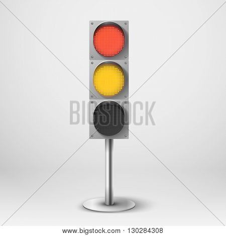 Traffic light vector illustration. Red and yellow diod traffic light. Template for design