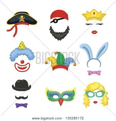 Photobooth Birthday and Party Set - glasses, hats, crowns, masks, lips, mustaches and clown