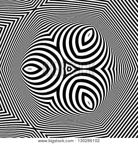 Pattern With Optical Illusion. Abstract Background. Optical Art. 3d Vector Illustration.