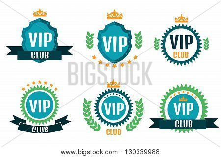Vip Club Logos Set In Flat Style