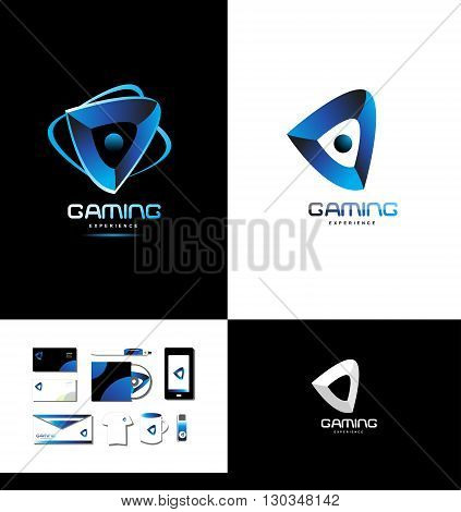 Vector company logo icon element template games gaming playing abstract blue