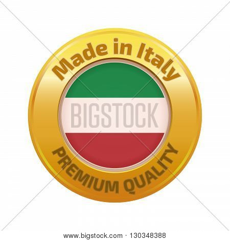 Made in Italy badge gold. Stock vector. Vector illustration.