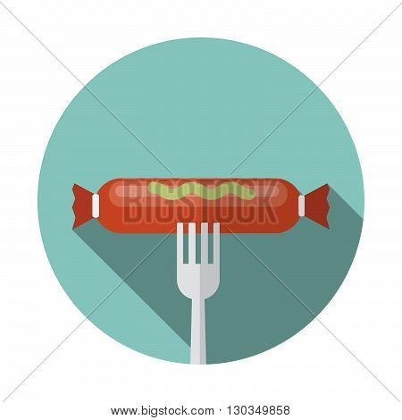 Currywurst icon in flat style. Stock vector. Vector illustration.