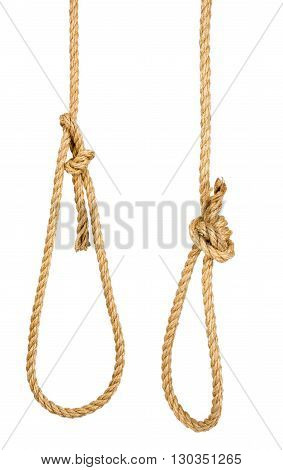 Rope loop isolated on white background, closeup