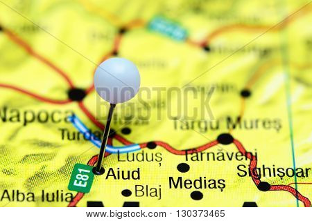 Aiud pinned on a map of Romania