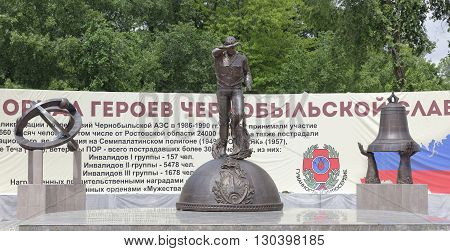 Rostov-on-Don Russia- May 142016: Memorial Heroes of Chernobyl Gloryis open to the 30 th anniversary of the accident. Sculptor Sergei Isakov.