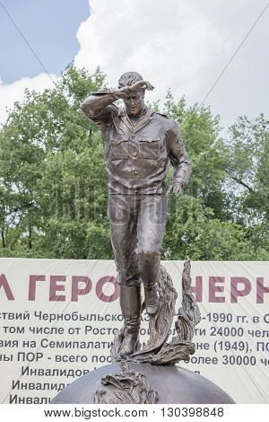 Rostov-on-Don Russia- May 142016: Memorial Heroes of Chernobyl Gloryis open to the 30 th anniversary of the accident. Sculptor Sergei Isakov.