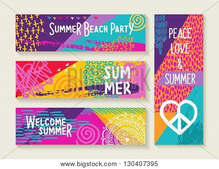 Summer Party Design Set In Vibrant Colors Palette