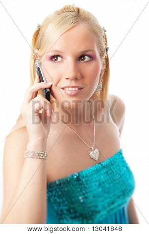 Szép nő, mobil telefon