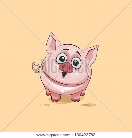 Vector Stock Illustration isolated Emoji character cartoon Pig surprised with big eyes sticker emoticon for site, infographics, video, animation, websites, e-mails, newsletters, reports, comics