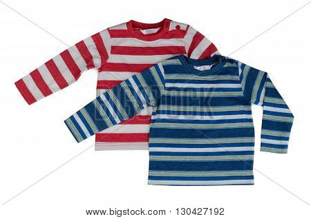 Two striped sweaters with long sleeves. Isolate on white.