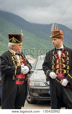 Perast, Montenegro - May 15, 2016: Shooting The Kokot (rooster) Celebration. Celebrates The Liberati