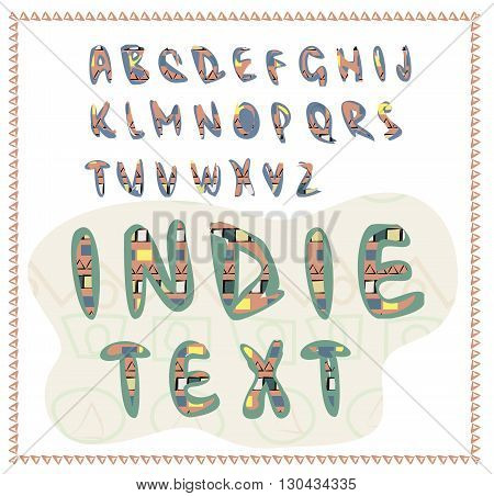 Alphabet in the ethnic style, the letter to the Indian ornaments Handmade. Isolated vector illustration