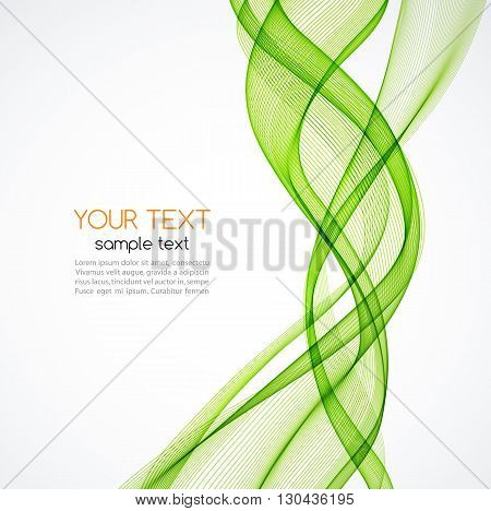Vector Abstract color curved lines background. Template brochure design. Smoke lines. Abstract vector background, green transparent waved lines for brochure, website, flyer design.  Green smoke wave. Green wavy background