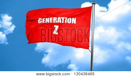 generation z, 3D rendering, a red waving flag