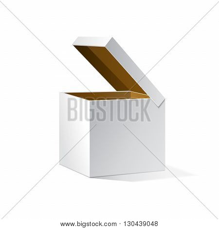 Carton Package Box Open On White Background Isolated.  Mock Up Template Ready For Your Design. Product Packing Vector EPS10