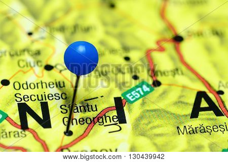 Sfantu Gheorghe pinned on a map of Romania