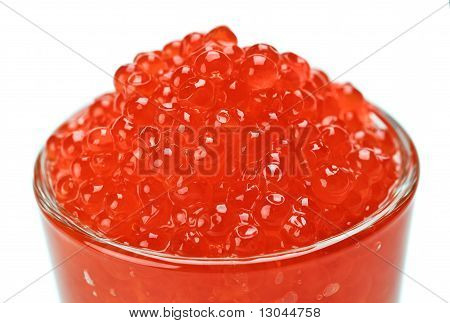 Caviale di salmone rosso In un bicchiere