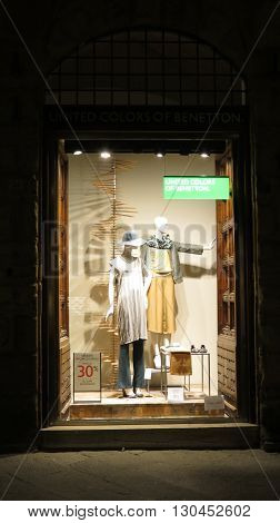 SIENA ITALY - CIRCA APRIL 2016: Benetton stylish fashion shop in the city centre