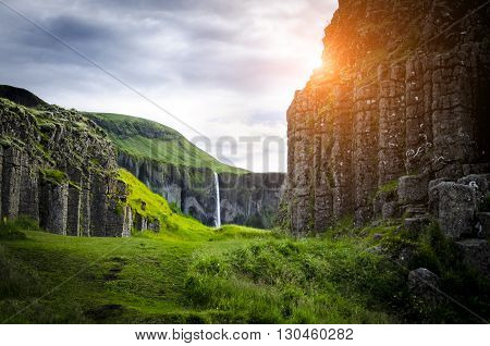 Beautiful And Dramatic Foss A Sidu Waterfalls In Iceland