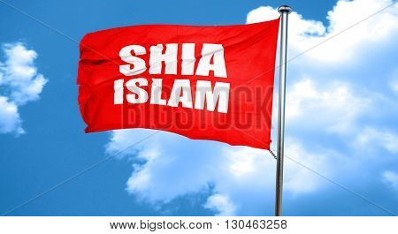 shia islam, 3D rendering, a red waving flag