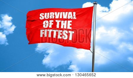 survival of the fittest, 3D rendering, a red waving flag