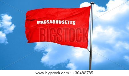  masschusetts, 3D rendering, a red waving flag