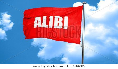 alibi, 3D rendering, a red waving flag