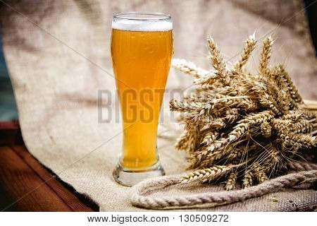 Light Wheat Beer And A Bunch Of Wheat