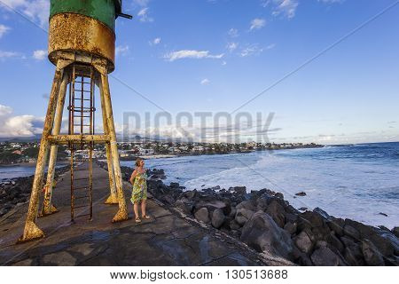 Jetty And Lighthouse In Saint-pierre, La Reunion Island