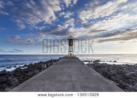 Jetty And Lighthouse In Saint-pierre, La Reunion Island