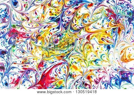Colorful abstract acrylic painting. Natural dynamic mixture of oil colored pigments fluid flow background.