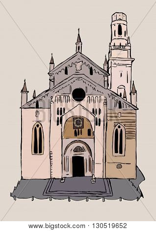 Verona Cathedral classic image of the chuch